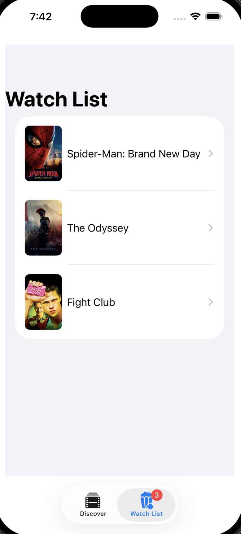 Movie Discovery WatchList